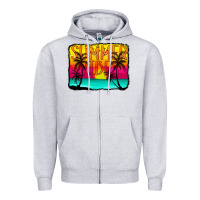 Heather Grey summer vibes Zipper Hoodie - CowCowDesign