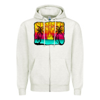 Oatmeal Heather summer vibes Zipper Hoodie - CowCowDesign