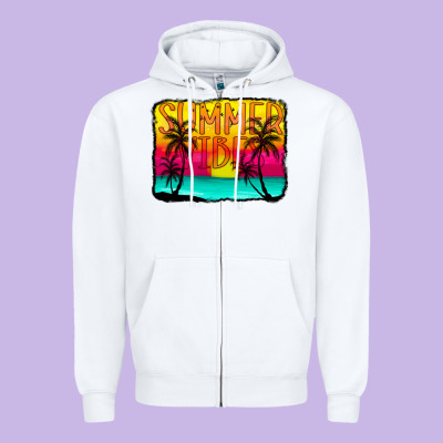 Summer Vibes Zipper Hoodie Designed By Cowcowdesign