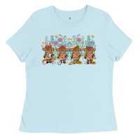 Baby Blue easter day baby highland cow Ladies Tee - MaliasSmallBusiness