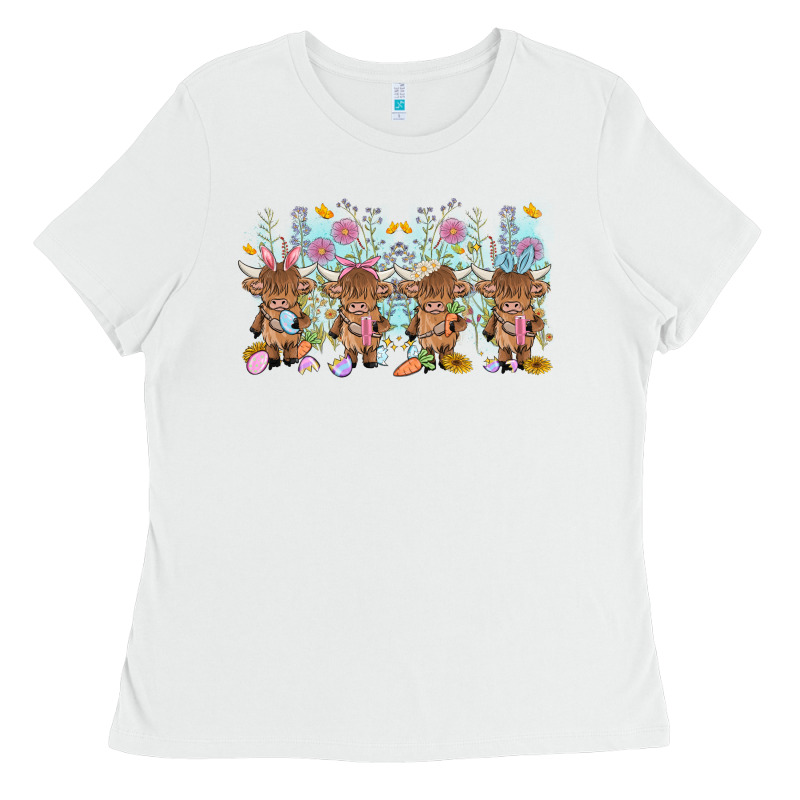 Easter Day Baby Highland Cow Ladies Tee by MaliasSmallBusiness | Teevron