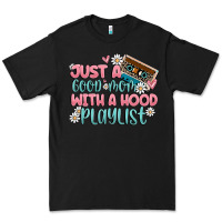 Black just a good mom with a hood playlist Premium Tee - MaliasSmallBusiness