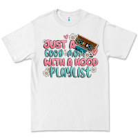 White just a good mom with a hood playlist Premium Tee - MaliasSmallBusiness