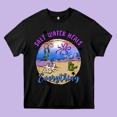 Salt Water Heals Everything Heavy Core Tee Designed By Maliassmallbusiness
