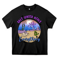 Black salt water heals everything Heavy Core Tee - MaliasSmallBusiness