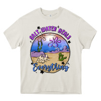 Cream salt water heals everything Heavy Core Tee - MaliasSmallBusiness