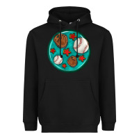 Black baseball with sunflower round earrings Heavyweight Hoodie - BundleAndBundleShop