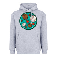 Heather Grey baseball with sunflower round earrings Heavyweight Hoodie - BundleAndBundleShop