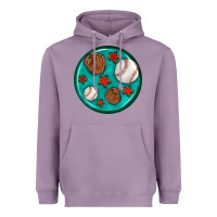 Lavender baseball with sunflower round earrings Heavyweight Hoodie - BundleAndBundleShop