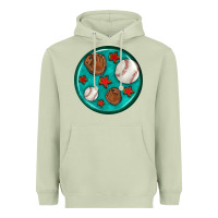 Matcha baseball with sunflower round earrings Heavyweight Hoodie - BundleAndBundleShop
