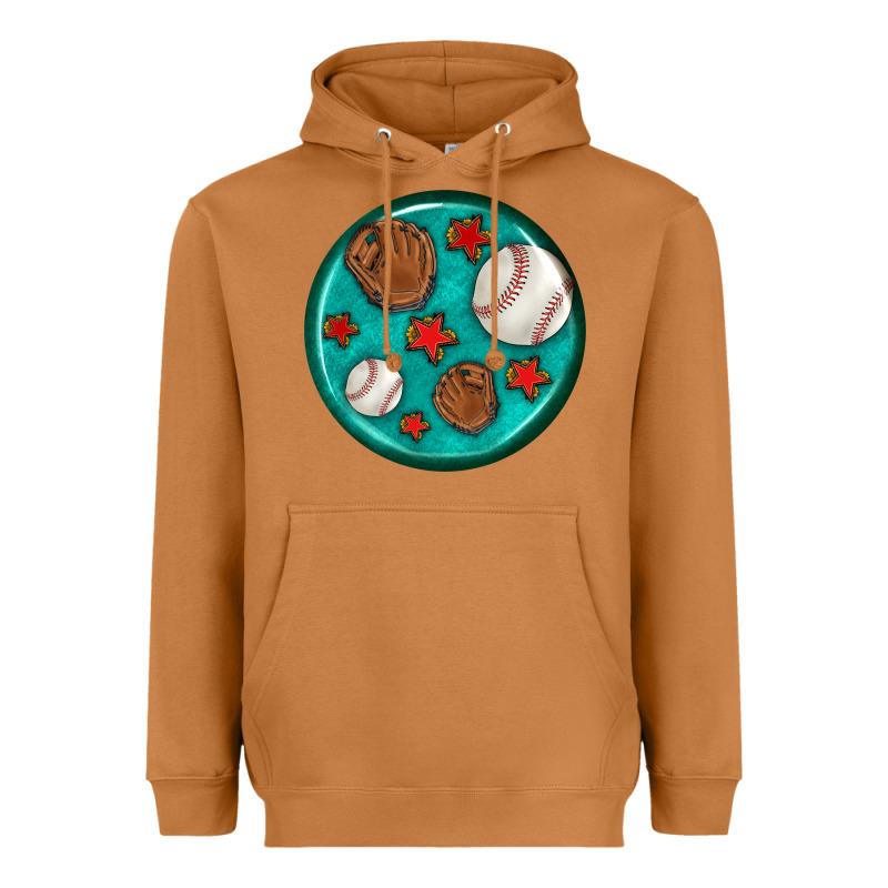 Baseball With Sunflower Round Earrings Heavyweight Hoodie by BundleAndBundleShop | Teevron