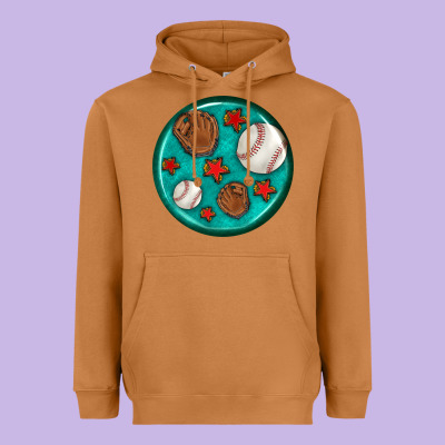 Baseball With Sunflower Round Earrings Heavyweight Hoodie Designed By Bundleandbundleshop