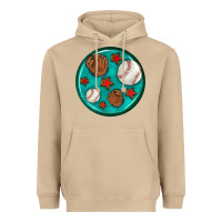 Mushroom baseball with sunflower round earrings Heavyweight Hoodie - BundleAndBundleShop