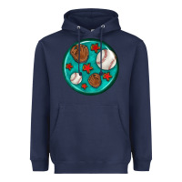 Navy baseball with sunflower round earrings Heavyweight Hoodie - BundleAndBundleShop