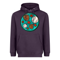 Plum baseball with sunflower round earrings Heavyweight Hoodie - BundleAndBundleShop