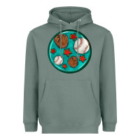 Sage baseball with sunflower round earrings Heavyweight Hoodie - BundleAndBundleShop