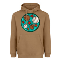 Toasted Coconut baseball with sunflower round earrings Heavyweight Hoodie - BundleAndBundleShop