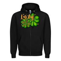 Black St. Patrick's Lucky and shamrock Zipper Hoodie - OliviaCreatesArt
