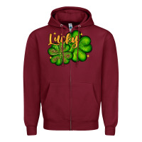 Burgundy St. Patrick's Lucky and shamrock Zipper Hoodie - OliviaCreatesArt