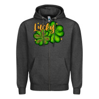 Charcoal Heather St. Patrick's Lucky and shamrock Zipper Hoodie - OliviaCreatesArt