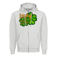 Dove Grey St. Patrick's Lucky and shamrock Zipper Hoodie - OliviaCreatesArt