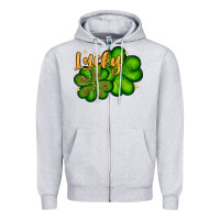 Heather Grey St. Patrick's Lucky and shamrock Zipper Hoodie - OliviaCreatesArt