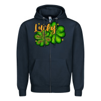 Navy St. Patrick's Lucky and shamrock Zipper Hoodie - OliviaCreatesArt