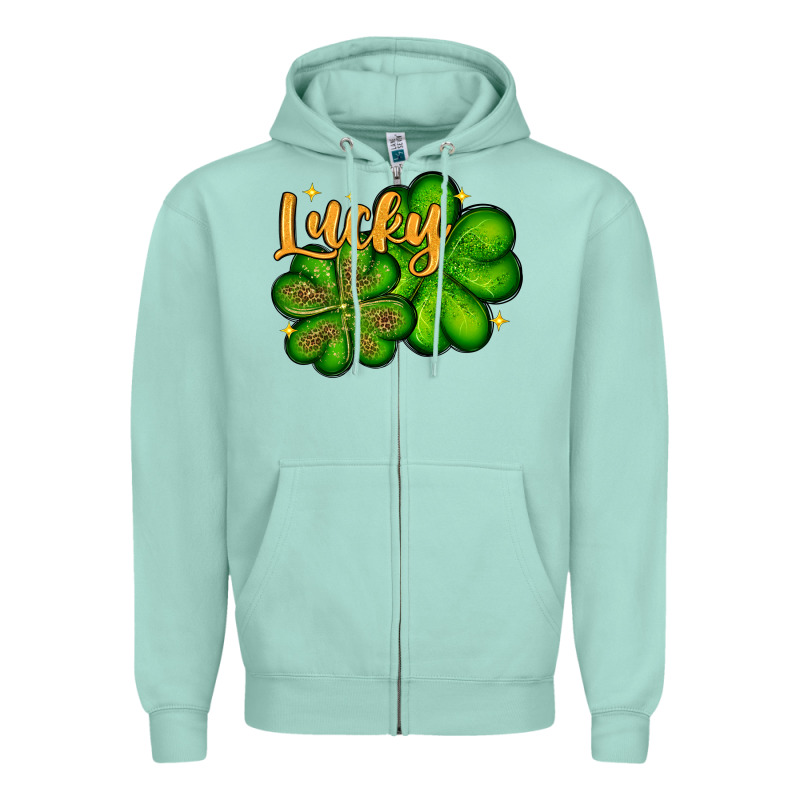 St. Patrick's Lucky And Shamrock Zipper Hoodie by OliviaCreatesArt | Teevron