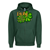 Sports Green St. Patrick's Lucky and shamrock Zipper Hoodie - OliviaCreatesArt