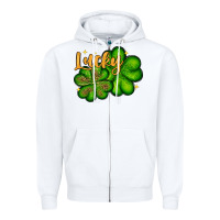 White St. Patrick's Lucky and shamrock Zipper Hoodie - OliviaCreatesArt