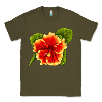 Army Green Hawaiian Hibiscus Flower Classic Tee - LillyAllenDesigns