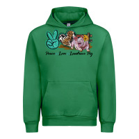 Emerald Peace Love Landrace Pig Urban Hoodie - LillyAllenDesigns