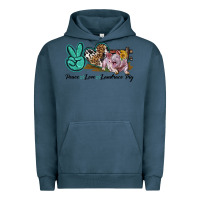Pigment Midnight Navy Peace Love Landrace Pig Urban Hoodie - LillyAllenDesigns