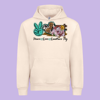 Peace Love Landrace Pig Urban Hoodie Designed By Lillyallendesigns