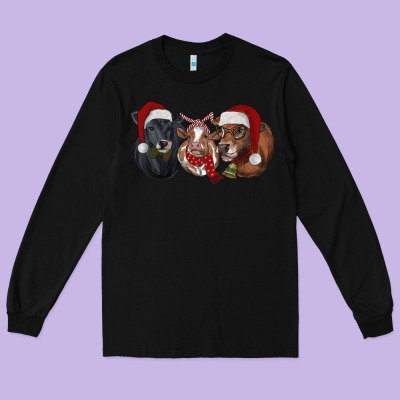 Christmas Heifers Long Sleeve Tee Designed By Ranaportraitstore