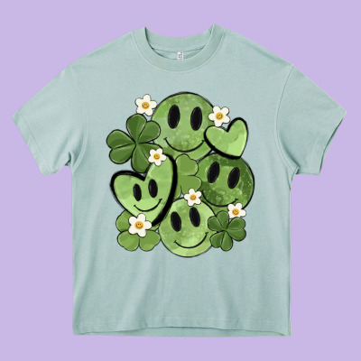 St. Patrick's Day Green Smile Heavy Core Tee Designed By Maliassmallbusiness