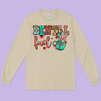 Dental Fuel Coffee Cup Long Sleeve Tee Designed By Jasminsmagicworld