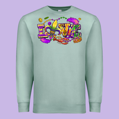 Love Mardi Gras Premium Sweatshirt Designed By Fadigitalartstudio