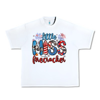 White little miss firecracker 4th of july Urban Heavy Tee - Artiststas