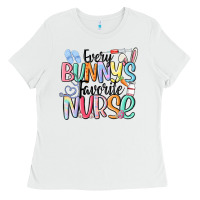 White every bunny's favorite nurse Ladies Tee - MaliasSmallBusiness