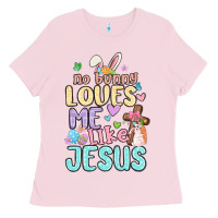 Bubblegum Pink no bunny loves me like jesus Ladies Tee - MaliasSmallBusiness