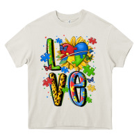 Cream autism love Heavy Core Tee - MaliasSmallBusiness