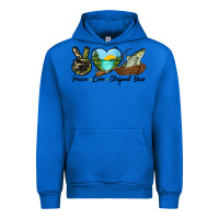 Cobalt Camouflage Peace Love Striped Bass Urban Hoodie - LillyAllenDesigns