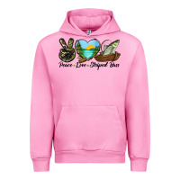 Fuchsia Pink Camouflage Peace Love Striped Bass Urban Hoodie - LillyAllenDesigns