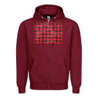 Burgundy distressed buffalo plaid background Zipper Hoodie - CowCowDesign