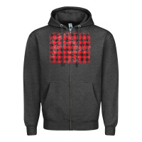 Charcoal Heather distressed buffalo plaid background Zipper Hoodie - CowCowDesign