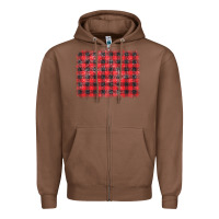 Chestnut distressed buffalo plaid background Zipper Hoodie - CowCowDesign