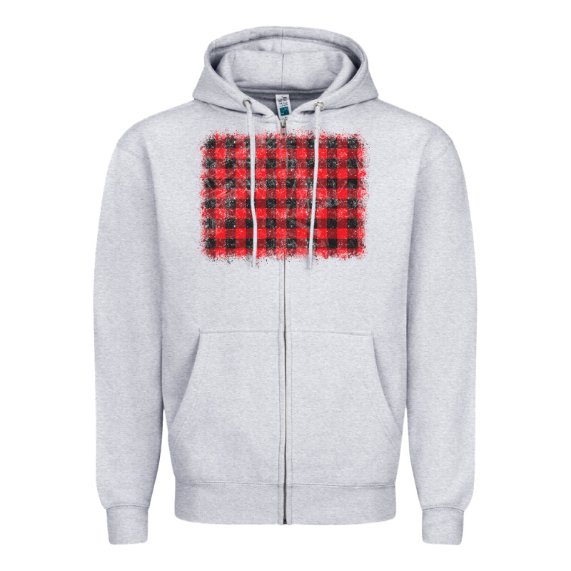 Distressed Buffalo Plaid Background Zipper Hoodie by CowCowDesign | Teevron