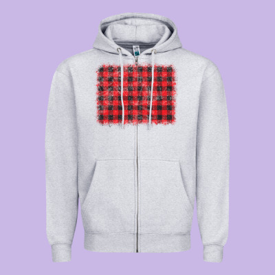 Distressed Buffalo Plaid Background Zipper Hoodie Designed By Cowcowdesign