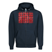 Navy distressed buffalo plaid background Zipper Hoodie - CowCowDesign